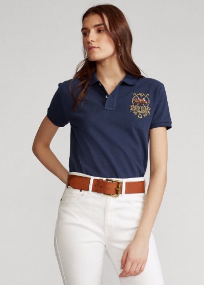 Camisa Polo Polo Ralph Lauren Mujer Azul Marino - Classic Fit - DXTGJ3504